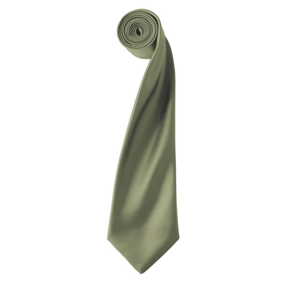 Premier Unisex Adult Colours Satin Tie / Olive